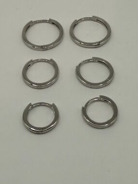 925 Sterling Silver Huggie Hoop Earrings Set - 3 Pairs Graduated